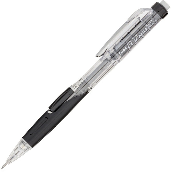 Mechanical Pencil, Refillable Lead/Eraser, 0.9mm, 12/BX, Black PK